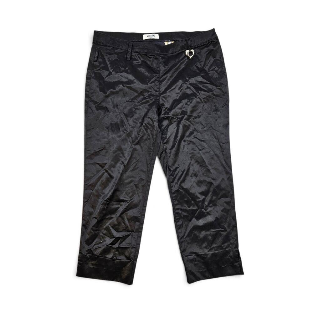Y2k Moschino Jeans Satin Capri Pants Heart Charm Detail - Size 10